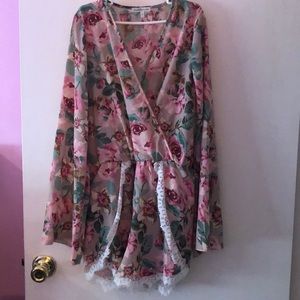 ⚡️Charlotte Russe Pink Floral Wrap Romper